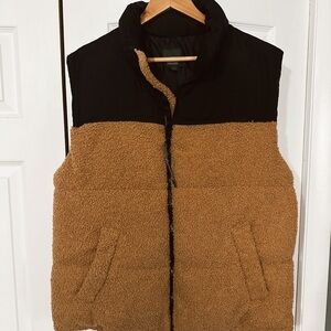 Women’s Black and Brown Sherpa Vest
